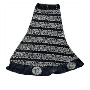 Black and Gold Long Skirt with flower designs